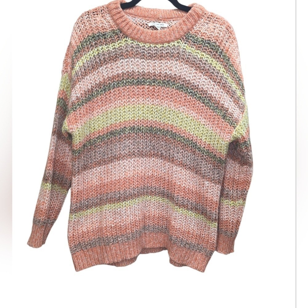 American Eagle Lightweight Striped Sweater XS Boho Slouchy Pullover Ribbed Cuffs